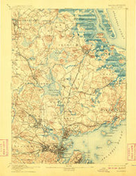Salem Massachusetts Historical topographic map, 1:62500 scale, 15 X 15 Minute, Year 1893