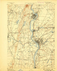 Springfield Massachusetts Historical topographic map, 1:62500 scale, 15 X 15 Minute, Year 1889