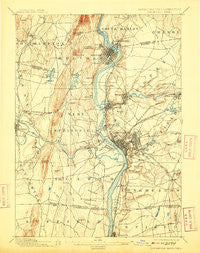 Springfield Massachusetts Historical topographic map, 1:62500 scale, 15 X 15 Minute, Year 1895