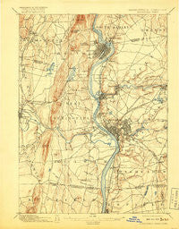 Springfield Massachusetts Historical topographic map, 1:62500 scale, 15 X 15 Minute, Year 1895