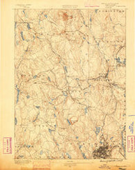 Worcester Massachusetts Historical topographic map, 1:62500 scale, 15 X 15 Minute, Year 1886