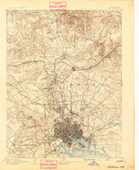 Baltimore Maryland Historical topographic map, 1:62500 scale, 15 X 15 Minute, Year 1894