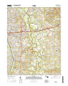 Bowie Maryland Current topographic map, 1:24000 scale, 7.5 X 7.5 Minute, Year 2016