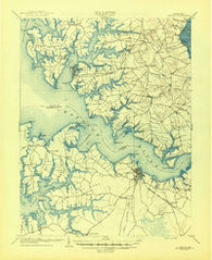 Oxford Maryland Historical topographic map, 1:62500 scale, 15 X 15 Minute, Year 1904