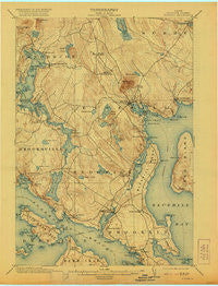 Bluehill Maine Historical topographic map, 1:62500 scale, 15 X 15 Minute, Year 1904