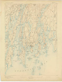 Boothbay Maine Historical topographic map, 1:62500 scale, 15 X 15 Minute, Year 1893