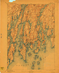 Boothbay Maine Historical topographic map, 1:62500 scale, 15 X 15 Minute, Year 1893