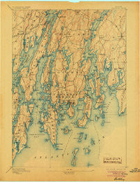 Boothbay Maine Historical topographic map, 1:62500 scale, 15 X 15 Minute, Year 1893