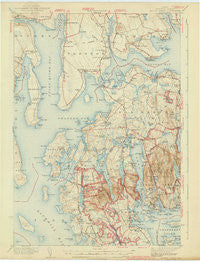 Mount Desert Maine Historical topographic map, 1:62500 scale, 15 X 15 Minute, Year 1942