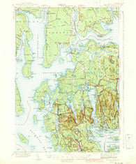 Mount Desert Maine Historical topographic map, 1:62500 scale, 15 X 15 Minute, Year 1942