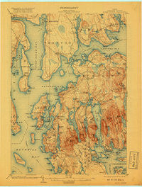 Mount Desert Maine Historical topographic map, 1:62500 scale, 15 X 15 Minute, Year 1904
