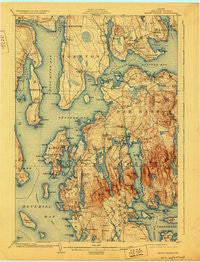 Mount Desert Maine Historical topographic map, 1:62500 scale, 15 X 15 Minute, Year 1904