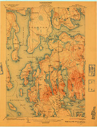 Mount Desert Maine Historical topographic map, 1:62500 scale, 15 X 15 Minute, Year 1904
