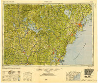 Portland Maine Historical topographic map, 1:250000 scale, 1 X 2 Degree, Year 1949