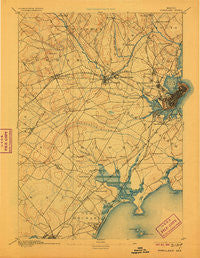Portland Maine Historical topographic map, 1:62500 scale, 15 X 15 Minute, Year 1893
