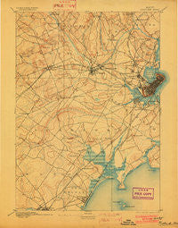 Portland Maine Historical topographic map, 1:62500 scale, 15 X 15 Minute, Year 1893