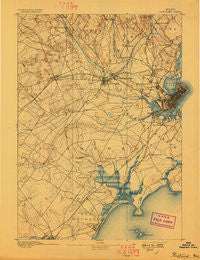 Portland Maine Historical topographic map, 1:62500 scale, 15 X 15 Minute, Year 1893