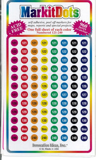 Buy map ASSORTED NUMBERED 1/4” Dots (121-240) - 960 per pkg 139 Asst Numbered 1/4” Dots 8 colors (121-240)