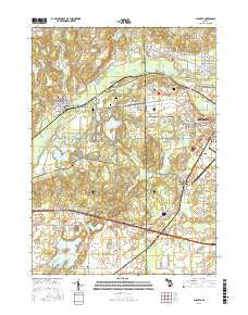 Augusta Michigan Current topographic map, 1:24000 scale, 7.5 X 7.5 Minute, Year 2016