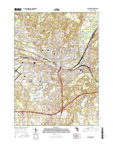 Battle Creek Michigan Current topographic map, 1:24000 scale, 7.5 X 7.5 Minute, Year 2016