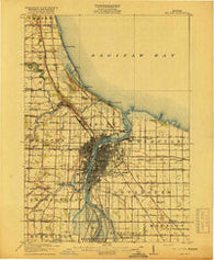 Bay City Michigan Historical topographic map, 1:62500 scale, 15 X 15 Minute, Year 1916