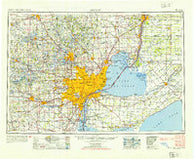 Detroit Michigan Historical topographic map, 1:250000 scale, 1 X 2 Degree, Year 1954