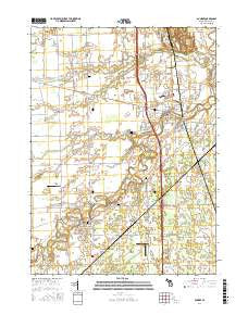Dundee Michigan Current topographic map, 1:24000 scale, 7.5 X 7.5 Minute, Year 2016