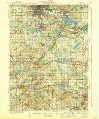 Jackson Michigan Historical topographic map, 1:62500 scale, 15 X 15 Minute, Year 1939
