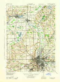 Kalamazoo Michigan Historical topographic map, 1:62500 scale, 15 X 15 Minute, Year 1943