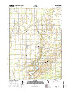 Perrinton Michigan Current topographic map, 1:24000 scale, 7.5 X 7.5 Minute, Year 2016