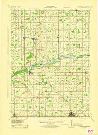 Perrinton Michigan Historical topographic map, 1:62500 scale, 15 X 15 Minute, Year 1943