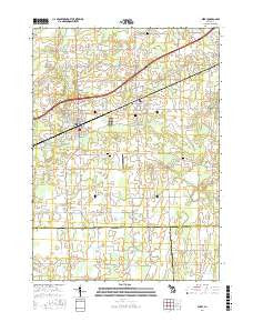 Perry Michigan Current topographic map, 1:24000 scale, 7.5 X 7.5 Minute, Year 2017