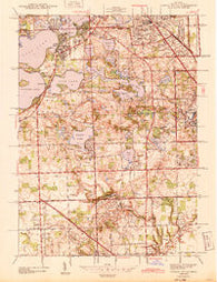 Pontiac South Michigan Historical topographic map, 1:24000 scale, 7.5 X 7.5 Minute, Year 1943