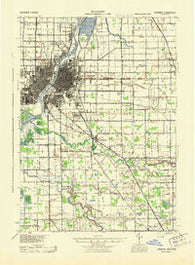 Saginaw Michigan Historical topographic map, 1:62500 scale, 15 X 15 Minute, Year 1943