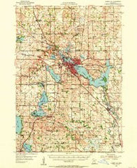 Albert Lea Minnesota Historical topographic map, 1:62500 scale, 15 X 15 Minute, Year 1954