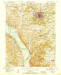 Columbia Missouri Historical topographic map, 1:62500 scale, 15 X 15 Minute, Year 1950