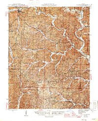 Ellington Missouri Historical topographic map, 1:62500 scale, 15 X 15 Minute, Year 1945
