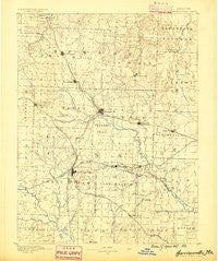 Harrisonville Missouri Historical topographic map, 1:125000 scale, 30 X 30 Minute, Year 1887
