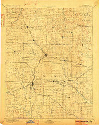 Harrisonville Missouri Historical topographic map, 1:125000 scale, 30 X 30 Minute, Year 1892