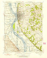 Quincy Illinois Historical topographic map, 1:62500 scale, 15 X 15 Minute, Year 1944