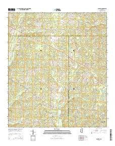 Auburn Mississippi Current topographic map, 1:24000 scale, 7.5 X 7.5 Minute, Year 2015