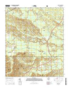 Bradley Mississippi Current topographic map, 1:24000 scale, 7.5 X 7.5 Minute, Year 2015
