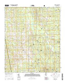 Forkville Mississippi Current topographic map, 1:24000 scale, 7.5 X 7.5 Minute, Year 2015