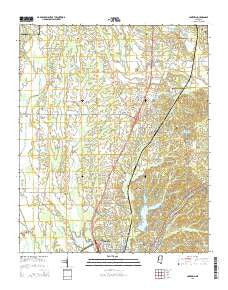 Guntown Mississippi Current topographic map, 1:24000 scale, 7.5 X 7.5 Minute, Year 2015