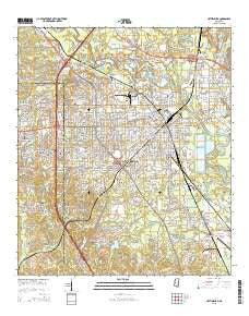 Hattiesburg Mississippi Current topographic map, 1:24000 scale, 7.5 X 7.5 Minute, Year 2015
