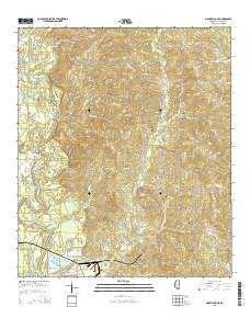 Monticello NE Mississippi Current topographic map, 1:24000 scale, 7.5 X 7.5 Minute, Year 2015