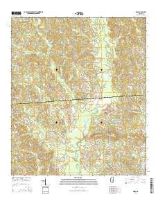 Moss Mississippi Current topographic map, 1:24000 scale, 7.5 X 7.5 Minute, Year 2015
