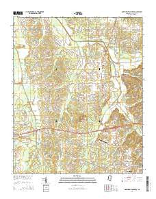 Northwest Pontotoc Mississippi Current topographic map, 1:24000 scale, 7.5 X 7.5 Minute, Year 2015