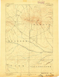 Big Snowy Mountain Montana Historical topographic map, 1:250000 scale, 1 X 1 Degree, Year 1889