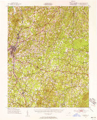 Roxboro North Carolina Historical topographic map, 1:62500 scale, 15 X 15 Minute, Year 1943